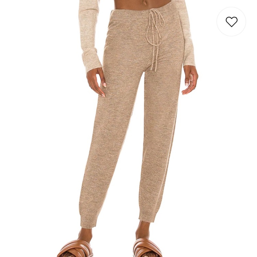 Revolve Heartloom Rio Knit Mid Weight Jogger Fawn Light Brown Sweat Pants NWT